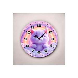 Horloge murale de table silencieuse en bois de numéro de motif de chat violet 50cm-idée cadeau parfaite - Product Image 4