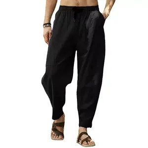 Pantalon sarouel personnalisé OEM en polyester/coton pour hommes Pantalon baggy à jambes larges Taille élastique Coupe normale Décontracté Respirant Séchage rapide Printemps - Product Image 5