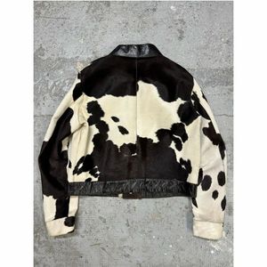 Veste en cuir de vache véritable pour homme, style motard, imprimé vache noir et blanc |   Direct d'usine |   Approvisionnement en vrac |   OEM et ODM disponibles - Product Image 6