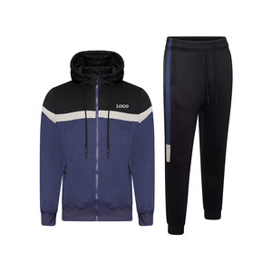 Survêtement pour homme à manches longues, design à taille élastique, prix d'usine, blocs de couleur, confortable et ajustable, tissu avec capuche - Product Image 6