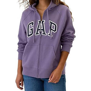 Women's Anti-Wrinkle PULLOVER Hoodie Cotton Fleece <b>Full</b> <b>Zip</b> Hooded <b>Sweatshirt</b> With Logo - Product Image 2