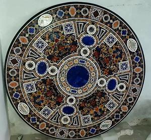 Juego de mesa de comedor Pietra Dura de mármol negro elegante tradicional con incrustaciones elegantes para el hogar o los muebles de comedor elegantes del hotel - Product Image 6