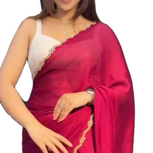 Meilleure vente classique traditionnel riche Pallu Work Look uni et chic Vêtements de célébrité LaceBorder Rangoli Saree en soie avec grande taille - Product Image 1