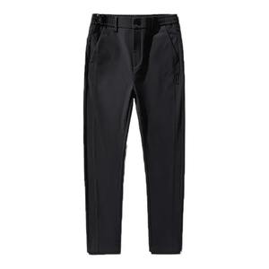 กางเกงลำลองชายสีเทาอ่อนมีเอวกึ่งยืดหยุ่นผ้าไนลอนผ้าไอซ์ซิลค์ยืดหยุ่นทรงตรงสไตล์นักธุรกิจแบบสุภาพบุรุษ - Product Image 1