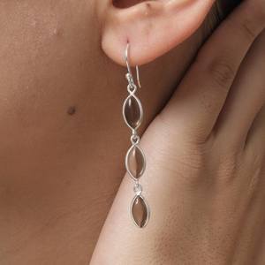 925สเตอร์ลิงเงินสโมควอตซ์ต่างหูแบบห้อยเครื่องประดับแฟชั่นสามชิ้นสำหรับเด็กผู้หญิงทำด้วยมือ - Product Image 4