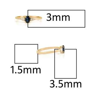 Bague en or 14 carats avec saphir bleu naturel, bague en diamant taille poire, bague en saphir taille ovale, bague fine en or jaune, bague en diamant en or rose - Product Image 5