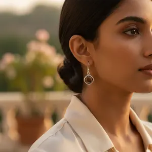 ต่างหูห้อยประดับควอตซ์สโมกกี้ ชุบทอง 18K เงินแท้ 925 สำหรับผู้หญิง จี้ทองคำขาวประดับเพชรสำหรับงานแต่งงาน - Product Image 2