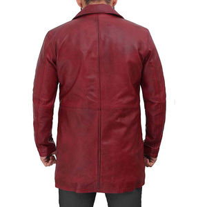 Automne hiver nouvelle veste en cuir véritable hommes couche supérieure manteau en peau de vache Long coupe-vent mince manteau respirant doux bouton personnalisé - Product Image 2