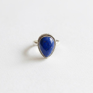 Hermoso Anillo de Lapislázuli, Plata de Ley 925, Gema en Forma de Pera de 8x10 mm, Joyería Artesanal, Regalo de Aniversario de Bodas para Mujer - Product Image 5