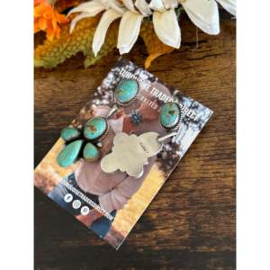 Judith Dixon Kingman Turquoise <b>Sterling</b> <b>Silver</b> Flower <b>Drop</b> Dangle <b>Earrings</b> - Product Image 5