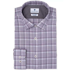Camicia Elegante da Uomo Ryan Seacrest Distinction, Vestibilità Slim, Non Stiro, in Popeline Elasticizzato a Quadri, Viola, Taglia 15X32X33 - Product Image 1