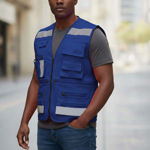 Chaleco de Seguridad Reflectante de Malla, ANSI Clase 2, con Luces LED Intermitentes, Impermeable, con Bolsillos, Doble Tira, Logotipo Personalizado, para Hombre - Product Image 6