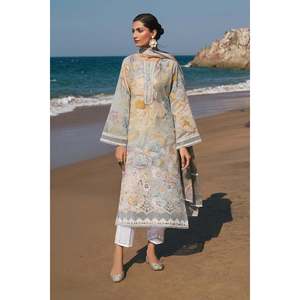 Conjunto de traje de mujer bordado e impreso en tela de algodón SF-4121 - Product Image 1