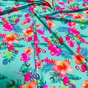 Tissu écologique imprimé léopard et rose Cayennes Flamingos 78% recyclé 22% extensible 100% tricoté pour filles - Product Image 6
