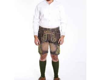 Producto de alta calidad, pantalones cortos bávaros de cuero de ante de cabra, pantalones cortos bávaros Lederhosen bávaros auténticos personalizados para hombres - Product Image 1