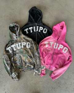 Sudadera con capucha bordada de peso pesado para hombre de algodón preencogido 480 GSM 100% de gran tamaño con estampado personalizado Digital de camuflaje para exteriores - Product Image 6