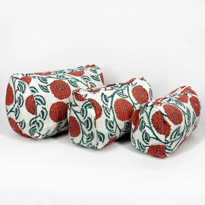 Le Souvenirs Vintage Handmade Quilted White Red Floral Cotton Waterproof Case Set <b>Zipper</b> Closure Large Medium Durable - Product Image 3