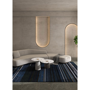 Alfombras de Lana Tejida Plana Azul Clásico Indusbar, Alfombra Rectangular con Rayas de Diamantes de Viscosa para el Hogar, para Adolescentes, Sala de Estar, Pasillo-ADWV-13038 - Product Image 5