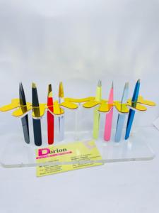 Pinzas para cejas con puntas puntiagudas inclinadas de acero inoxidable con certificación CE duraderas de lujo con revestimiento de Color personalizado con logotipo privado - Product Image 3