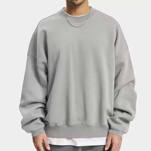 Sudadera Oversize de Cuello Redondo para Hombre, Color Liso, 100% Algodón French Terry, Estilo Casual para Otoño, MOQ Bajo - Product Image 1