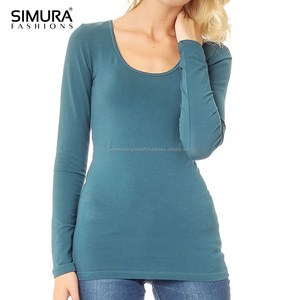 เสื้อยืดคอกลมแขนยาวอินทรีย์100% สำหรับผู้หญิง,ผ้าฝ้าย100% ใส่สบายพิมพ์โลโก้ได้ตามต้องการ - Product Image 6