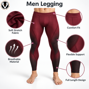 Les leggings de compression pour hommes offrent un ajustement de soutien, un confort extensible et une mobilité flexible pour l'entraînement physique et les activités sportives. - Product Image 6