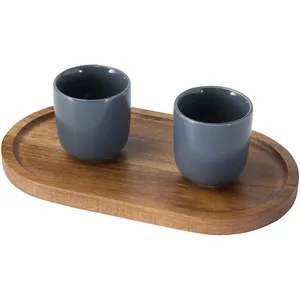 Vassoio da portata personalizzato in acacia per bevande - Product Image 2
