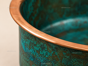 Lavabo de Cobre Hecho a Mano DIVRIS, Lavabo Individual sobre Encimera, Rústico, Mate, Redondo, Fácil de Limpiar, NJC-2018 - Product Image 5