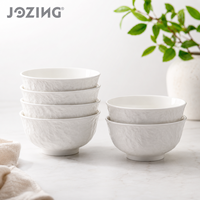 Bol à soupe/riz en céramique blanche JOZING, texture martelée, porcelaine écologique, classique, liquidation directe d'usine, compatible micro-ondes