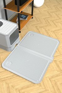 Ata Home Tapis de piégeage de litière en silicone pliable pour chat Tapis antidérapant de grande taille Tapis de bol pour chat Tapis de nourriture lavable 40x60 cm - Product Image 5