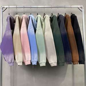 Sweat à capuche lourd à capuche large, teinture délavée au soleil, streetwear, sweat à capuche vintage délavé personnalisé avec peinture, 360 g/m² - Product Image 5