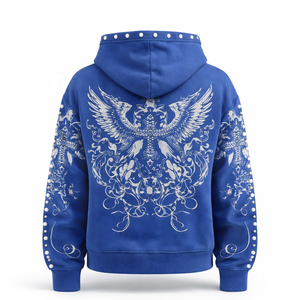 เสื้อฮู้ดดี้โอเวอร์ไซส์ผู้ชายผ้าฝ้ายพรีเมียมสั่งทำพิเศษ พิมพ์ลายวินเทจ สไตล์สตรีทแวร์สำหรับฤดูหนาว พร้อมเทคนิคซิปคู่แบบพัฟ น้ำหนักผ้า 400 กรัม - Product Image 2