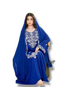 Conjunto de 2 Piezas de Lujo al por Mayor para Mujeres Musulmanas, Vestido Modesto, Sencillo, de Chifón Sólido con Cuentas, Largo hasta el Suelo, Estilo A-Line, para Fiesta o Boda, Adornado - Product Image 6