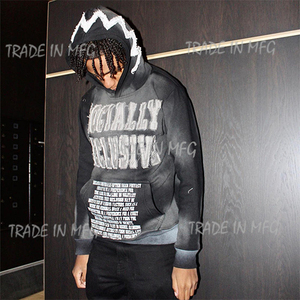 Fabricant de vêtements OEM Streetwear Design personnalisé 100% coton lourd vieilli broderie soleil délavé sweats à capuche pour hommes - Product Image 3