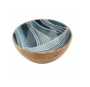 Bol de service à salade en bois naturel personnalisable couleurs unies forme ronde de conception fantaisie polie époxy léger de qualité alimentaire - Product Image 2