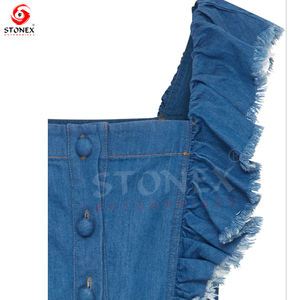 2023 nuevo diseño Denim volantes verano sin mangas largo mujer mono de alta calidad señoras mamelucos - Product Image 3