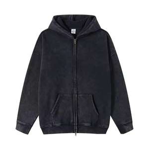 Sweat-shirt à capuche zippé d'hiver personnalisé pour hommes décontracté avec motif de personnage zippé et brodé délavé à l'acide - Product Image 3