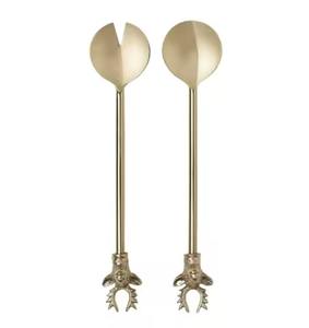 Unique Style Mirrored Silver Finished Metal <b>Salad</b> <b>Server</b> with Handcrafted Handle Minimalist Wedding Steel Flatware - Product Image 5