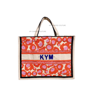 Bolso Tote Hecho a Mano con Cuentas, Diseño de Palmera Tropical, Grande, Colorido, para Playa, Verano, con Cierre Abierto, de Lona