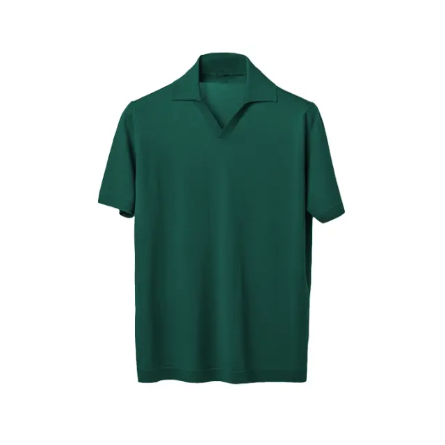 男性のための最高のイタリア品質のメリノウール極細シャツ緑色