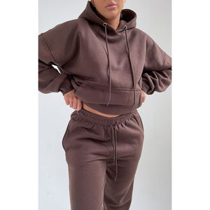 Ensemble 2 pièces personnalisé pour femme en molleton 100 % coton, tenue de sport comprenant un sweat-shirt, un pantalon de survêtement et un ensemble de survêtement décontracté - Product Image 6