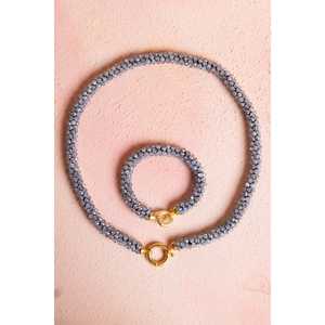 Certified Handmade Knitted <b>Labradorite</b> Set with Silver Clasp Necklace 48 cm, <b>Bracelet</b> 19 cm - Product Image 2