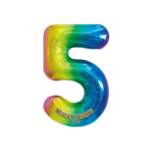 Ballon de fête en forme de chiffre 5 multicolore 1M double face, lot de 12 pièces - Product Image 2