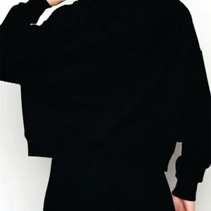 เสื้อฮู้ดดี้ผู้หญิงแบบซิปเต็มตัว สีดำ ลายวาฟเฟิล ผลิตจากวัสดุ 69% วิสโคส 26% โพลีเอสเตอร์ 5% อีลาสเทน เหมาะสำหรับใส่พักผ่อน - Product Image 6