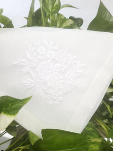 Broderie Fleur Blanche Conception Dîner Serviette Haute Qualité Blanc Lin Polyester Mélange Serviette De Table pour La Maison Hôtel Événement - Product Image 2
