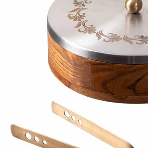 Casserole For Roti | Hot <b>Box</b> For Kitchen Wooden Chapati <b>Box</b> For Kitchen |Hot Pot Roti <b>Box</b> With Stainless Steel Tong with Laser - Product Image 4