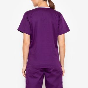 Color púrpura personalizado poliéster algodón manga corta mujeres quirúrgico Scrub conjuntos Hospital médicos trajes enfermera uniforme ropa - Product Image 6