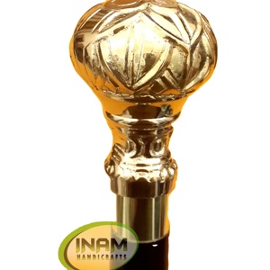 Bâton de marche de styliste en bois avec belle poignée dorée ovale en laiton/cannes de marche en bois avec poignée de bouton en laiton - Product Image 1