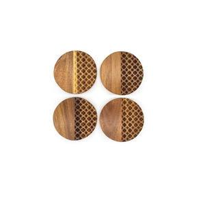 Dessous de verre en bois de noyer de forme ronde Tapis et tampons de vaisselle pour ustensiles de cuisine Table à manger Thé et café Sous-verre de service - Product Image 2