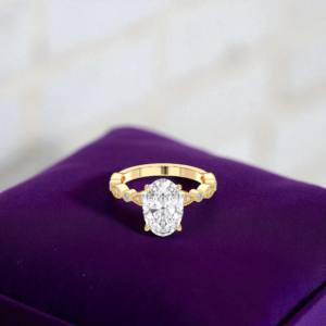 แหวนหมั้นเพชรโมอิส3.15กะรัตพร้อม E-F/VVS-VS 3.00CT ทรงวงรีและทรงกลมตัดด้วยทองคำ10K 14K 18K - Product Image 2